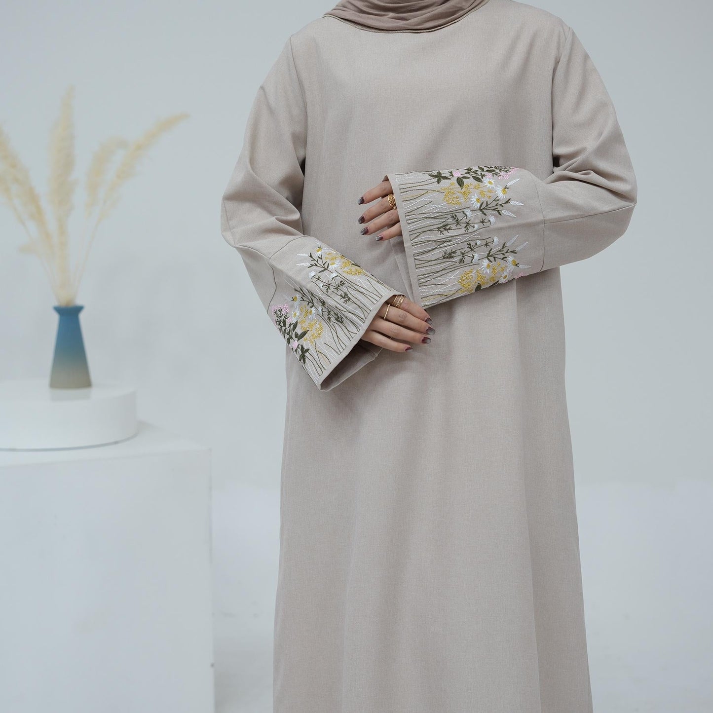 HAYA HAYA1090 Flower Embroidery Elegant Dress