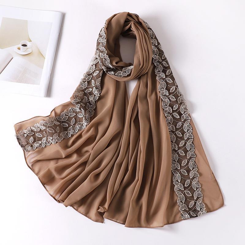 HAYA HA1130 Pearl Chiffon Lace Headscarf