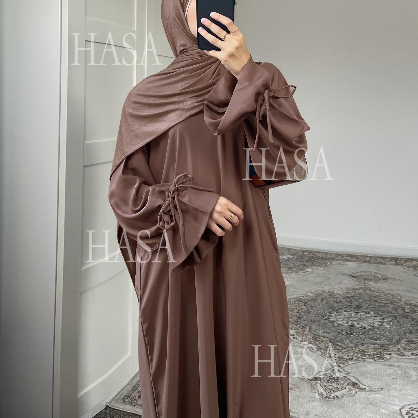 HA5861 Solid Color Sleeve Robe (without Headscarf), Elegant Temperament Instantly abaya girl
