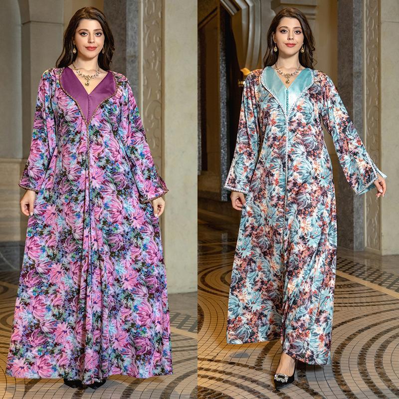 HAYA HAYA1070 Fashionable Printed Diamond Set Robe