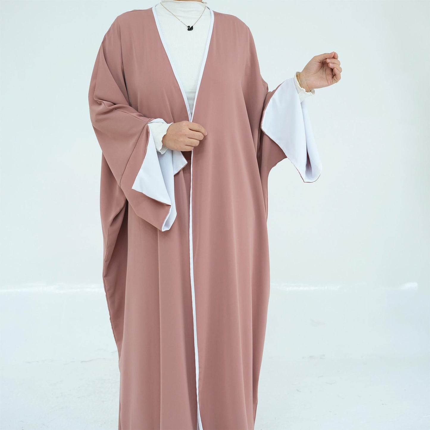 HA5877 The Loose-fitting Robe Has A Lightweight Silhouette That Is Perfect for Any Occasion open abaya outfit