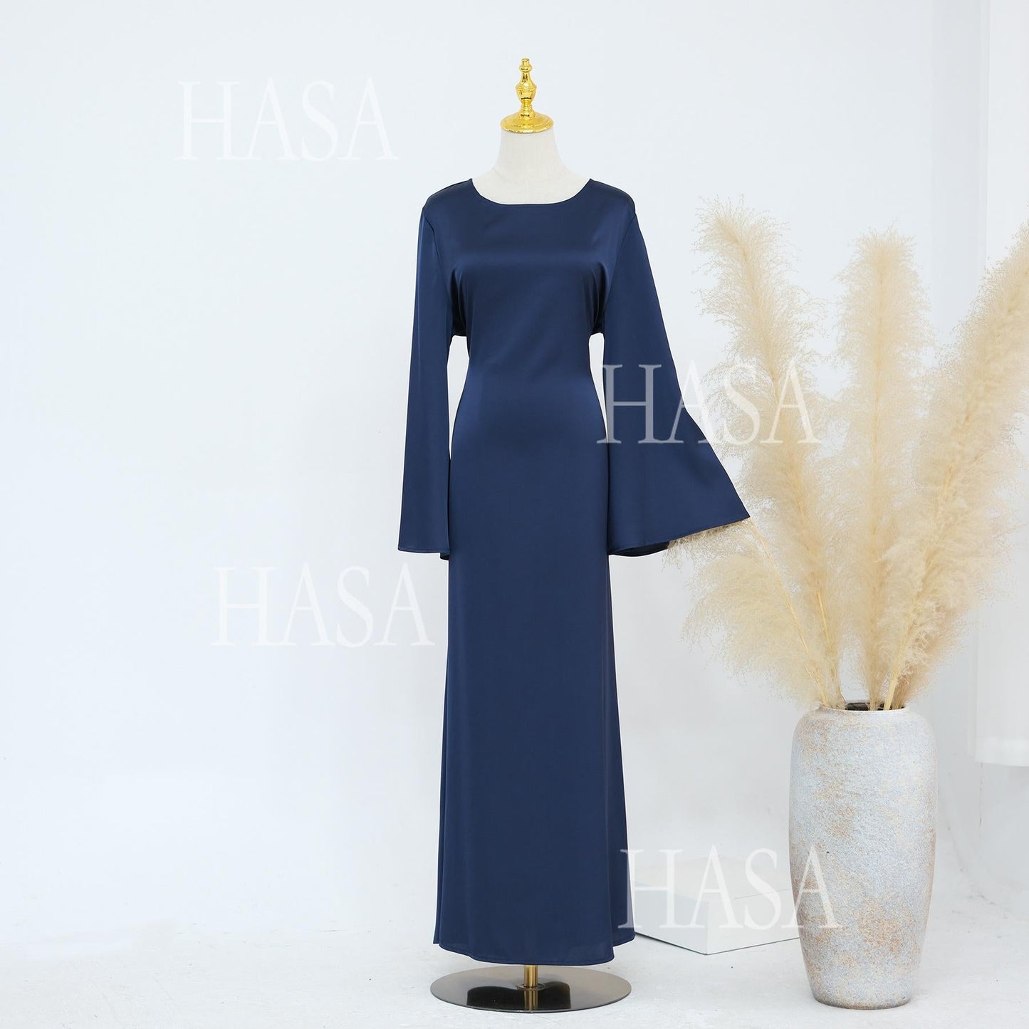 HA5870 Elegant drape two-piece robe dress-Light luxury street style abaya girl