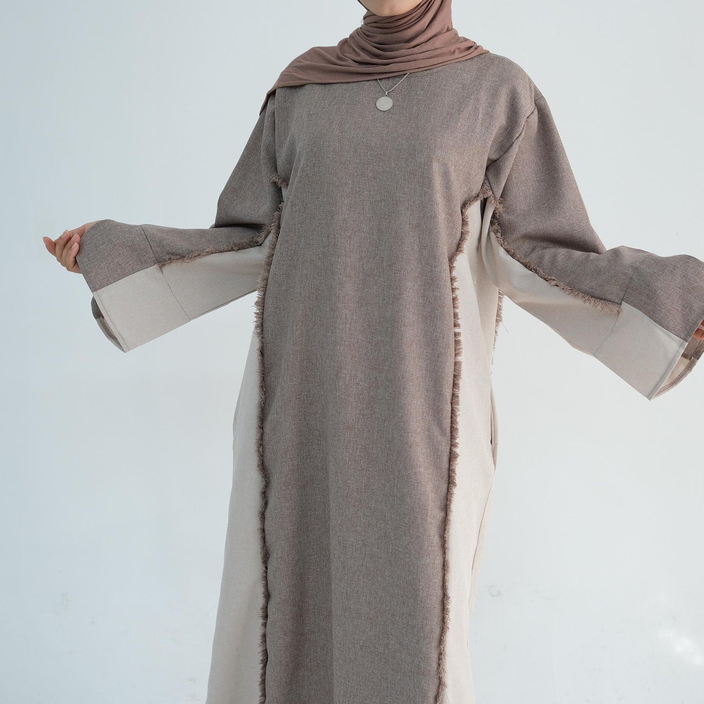 HA5508 Elegant patchwork robe - lightweight and comfortable, showing fashion taste plain casual dress