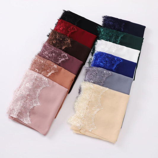 HAYA HA1119 Chiffon Lace Edge Headband Hijab