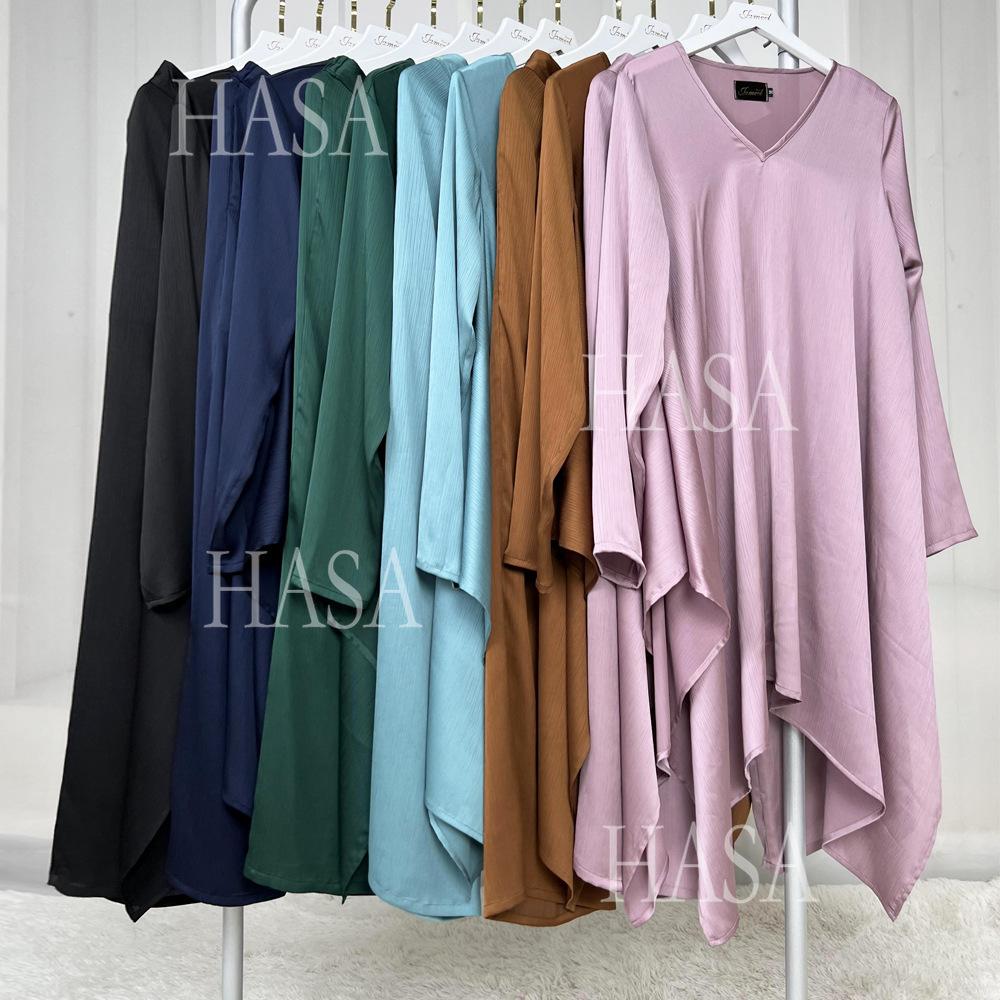 HS5854 High-end crepe linen two-piece robe, irregular design shows fashion(Headband not included)