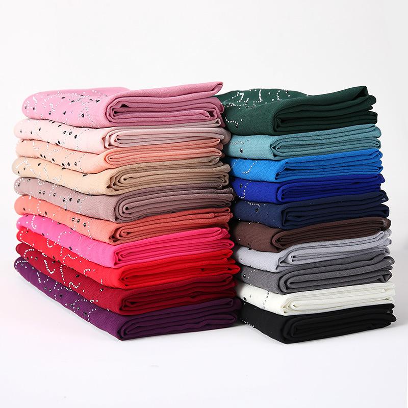 HAYA HA1127 Pearl Chiffon Rhinestone Headscarf