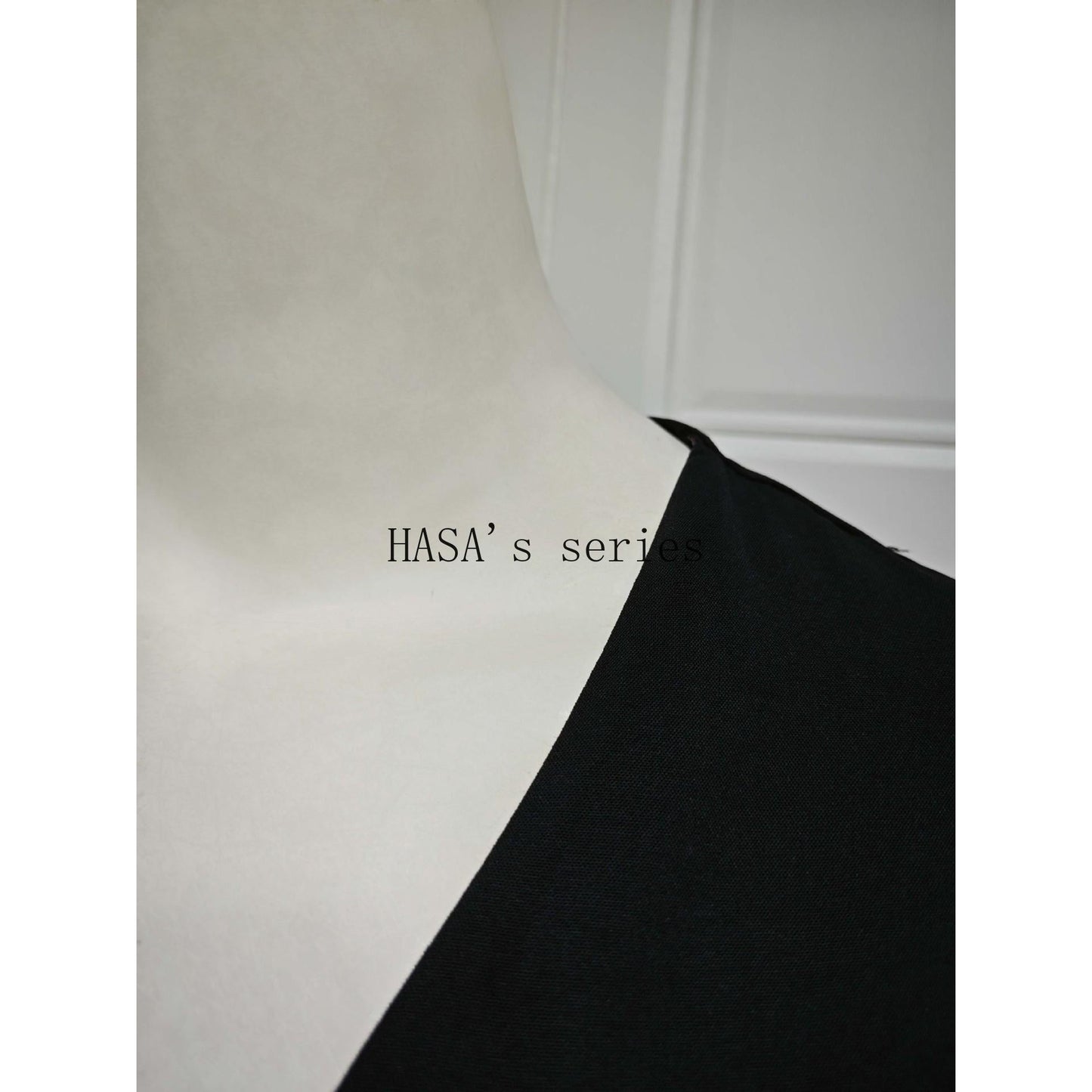 HS5090 Classic black embroidered patchwork robe, designed as a loose, open-front dress.