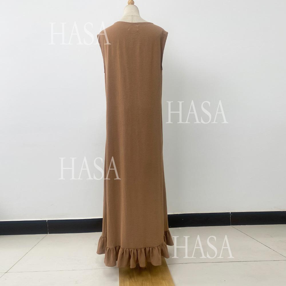 HA5860 Fashionable Imitation Linen Solid Color Robe, Breathable and Comfortable Leading The Trend abaya girl