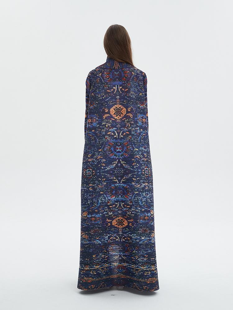 HS6717 Midnight Tapestry  Blue Printed Abaya with Artistic Motifs