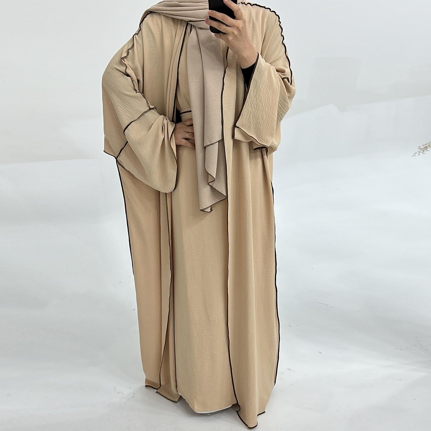 HAYA HA1182 3pcs Set Crepe Inner Dress and Cardigan and Hijab