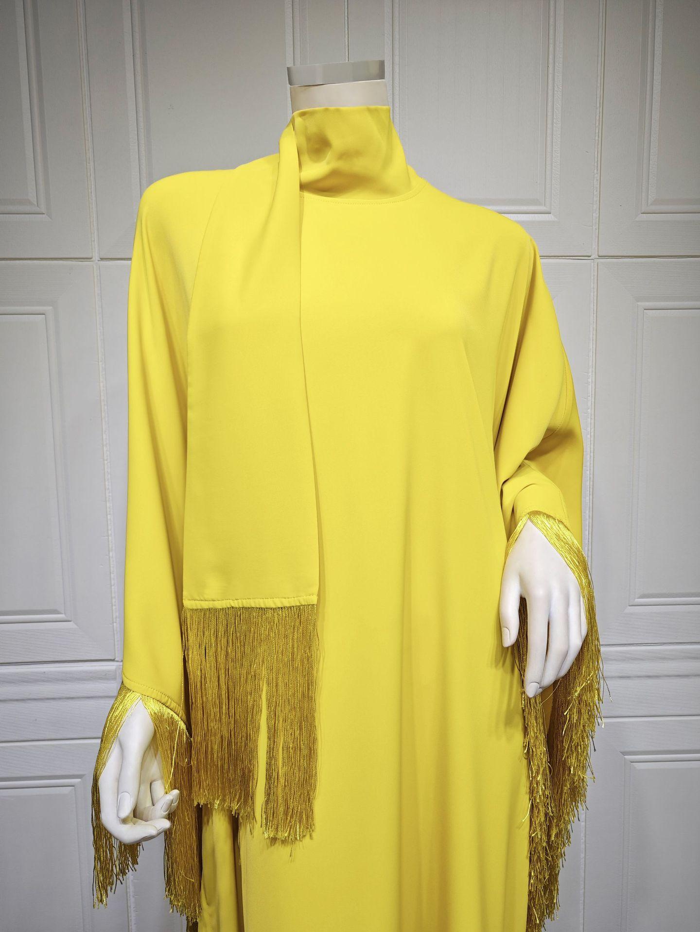 HAYA0467 Ladies Dolman Sleeve Tassel Kaftan High Fashion Dress modest party dress