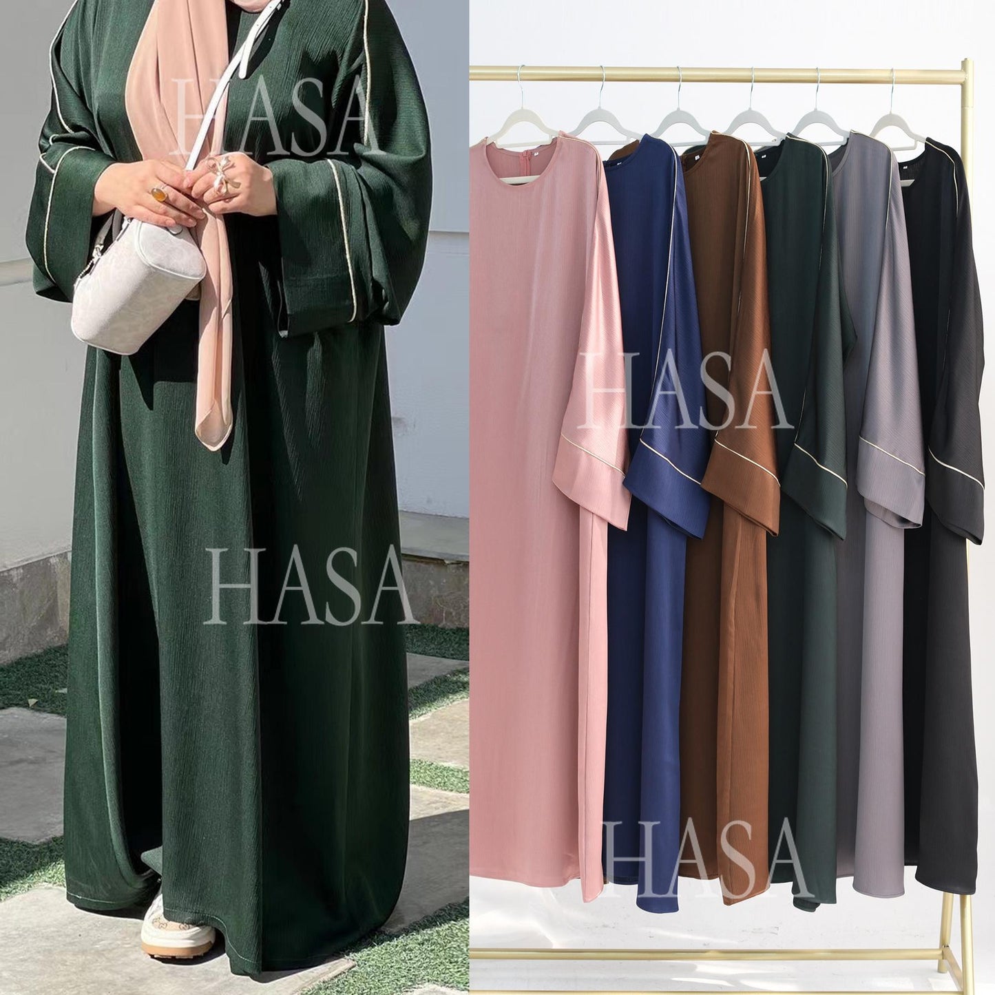 HA5876 Robe with Detailed Design and Gentle Texture for Daily Light Wear abayas