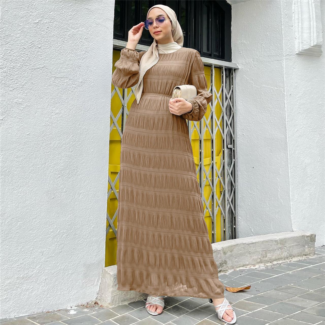 HAYA HAYA1049 Long Chiffon Pleated Dress