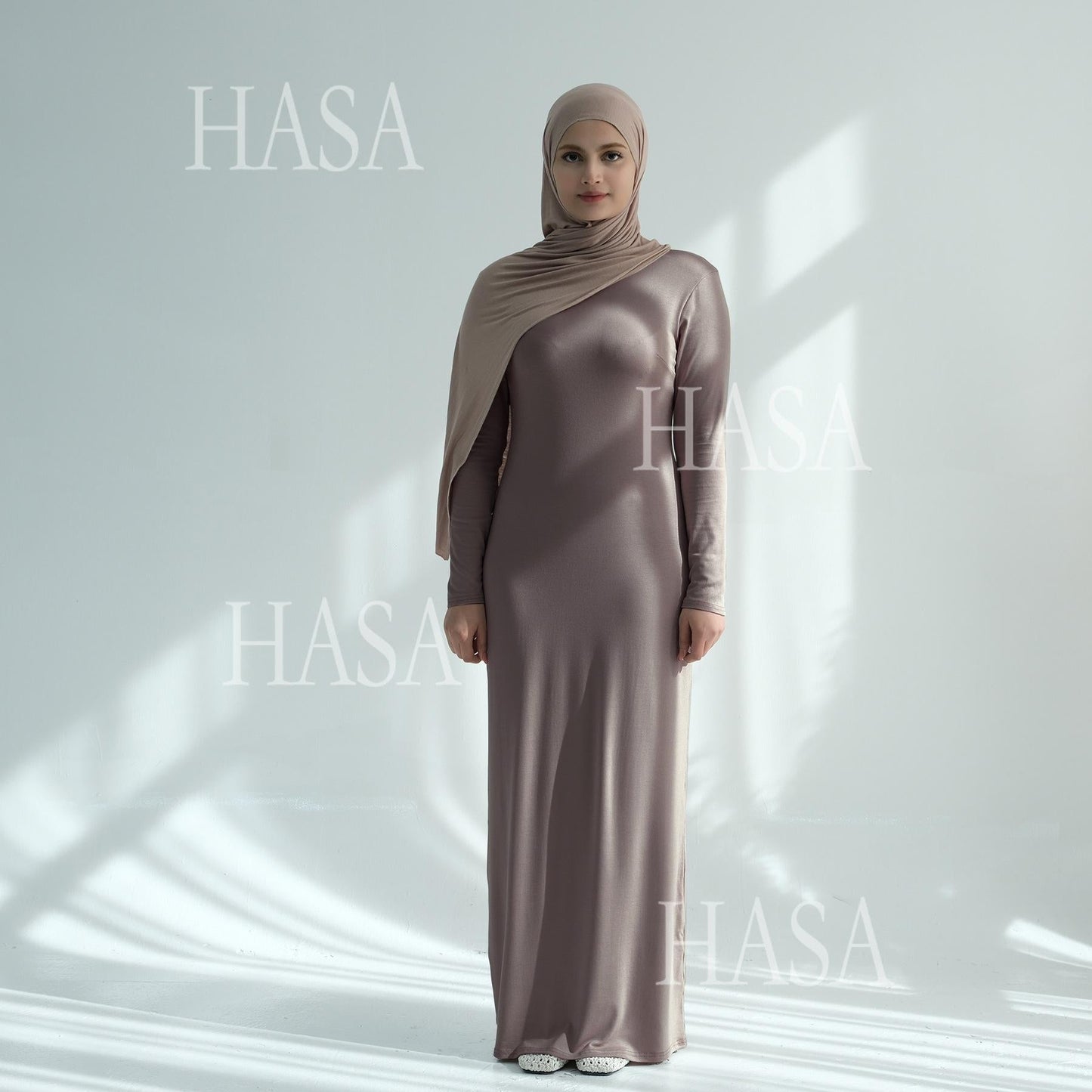 HA6565 Basic Solid Color Modal Cotton Long Dress