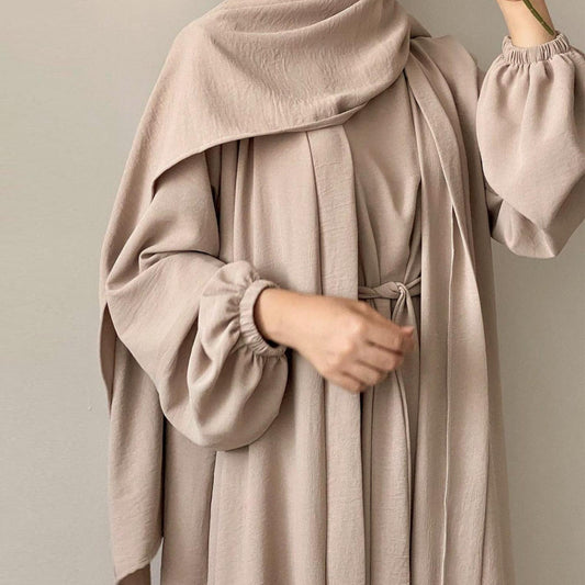 HAYA HAYA0995 3pcs Cardigan+without  Sleeves Inner Dress+Hijab