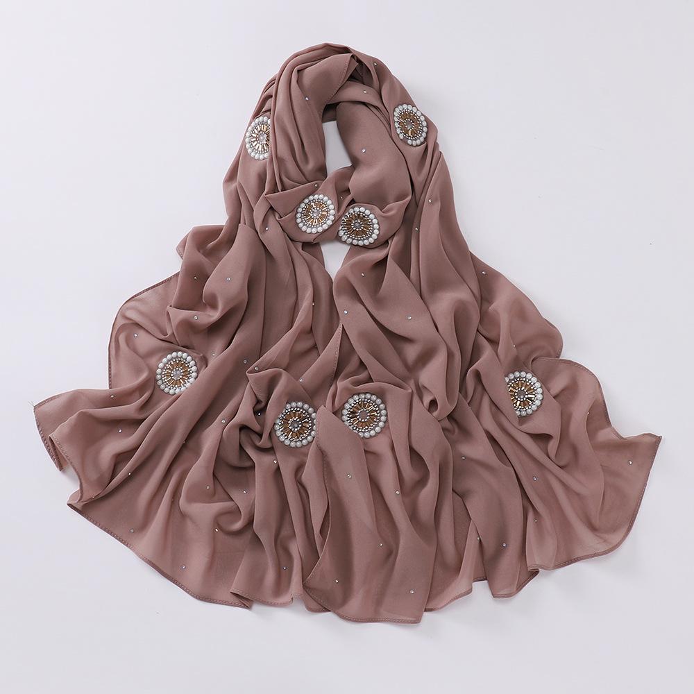 HAYA HA1126 Pearl Chiffon Baotou Scarf