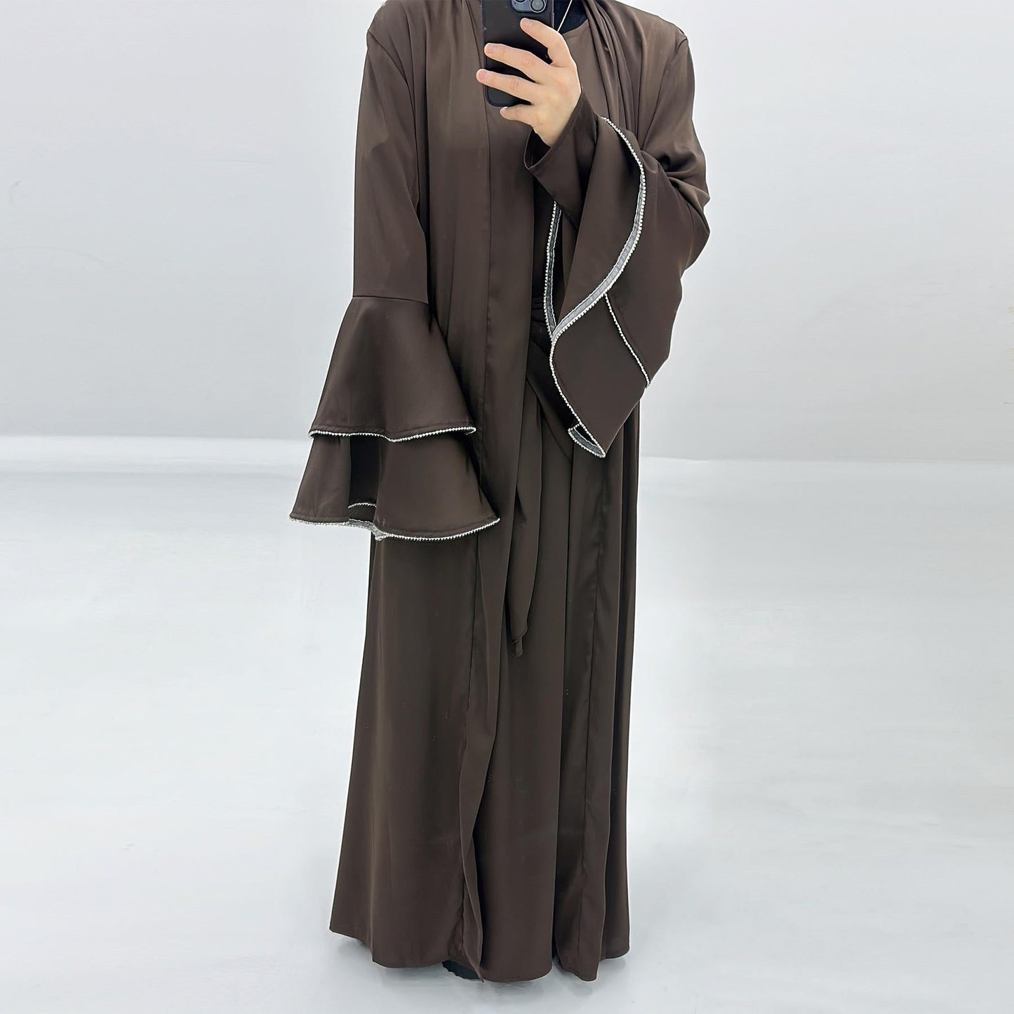 HAYA HA1188 3pcs Set Satin Cardigan+Inner Dress+Special Belt