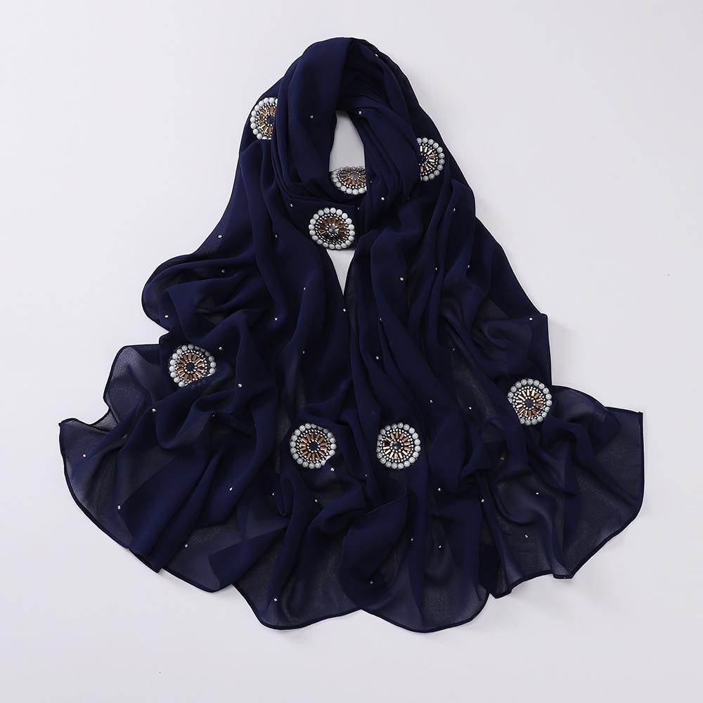 HAYA HA1126 Pearl Chiffon Baotou Scarf
