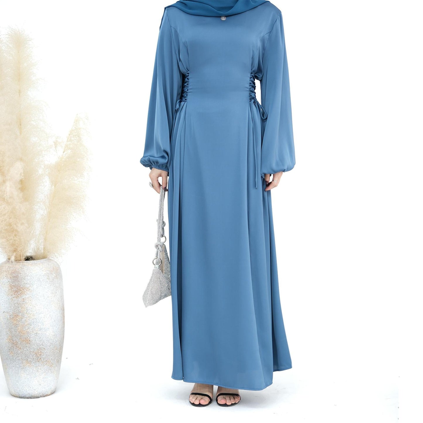 HAYA HAYA0991 Solid Color High-necked Slim Elegant Dress