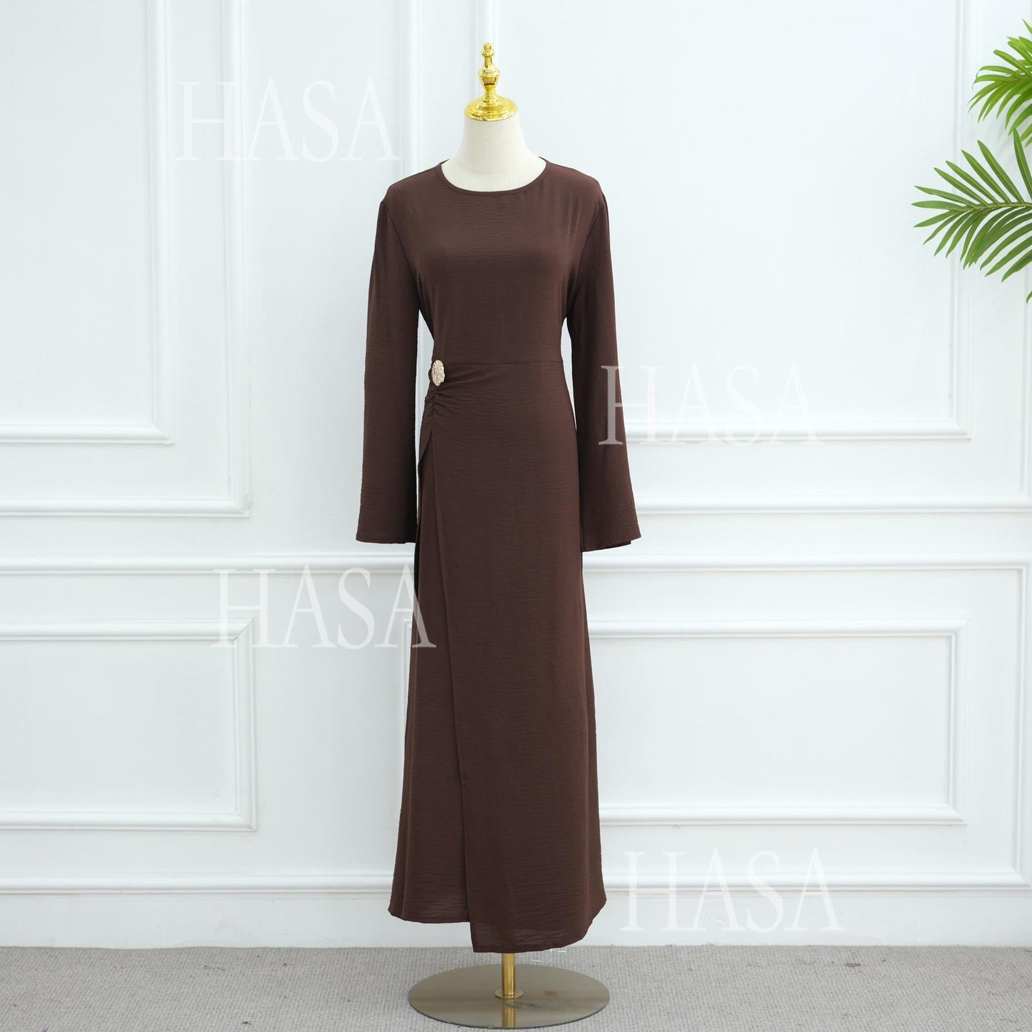 HA6549 Minimalist Abaya with Waist Detail