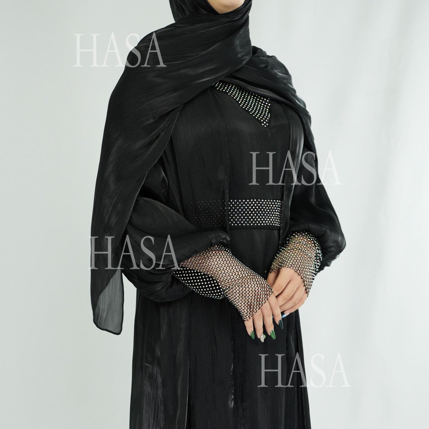 HA6481  Chiffon Robe 4 - Piece Set for Graceful Look