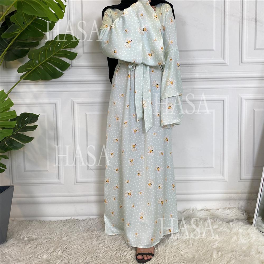 HA6590 Fashionable Printed Loose-fitting Dress with Lace-up Design and Wide Swing