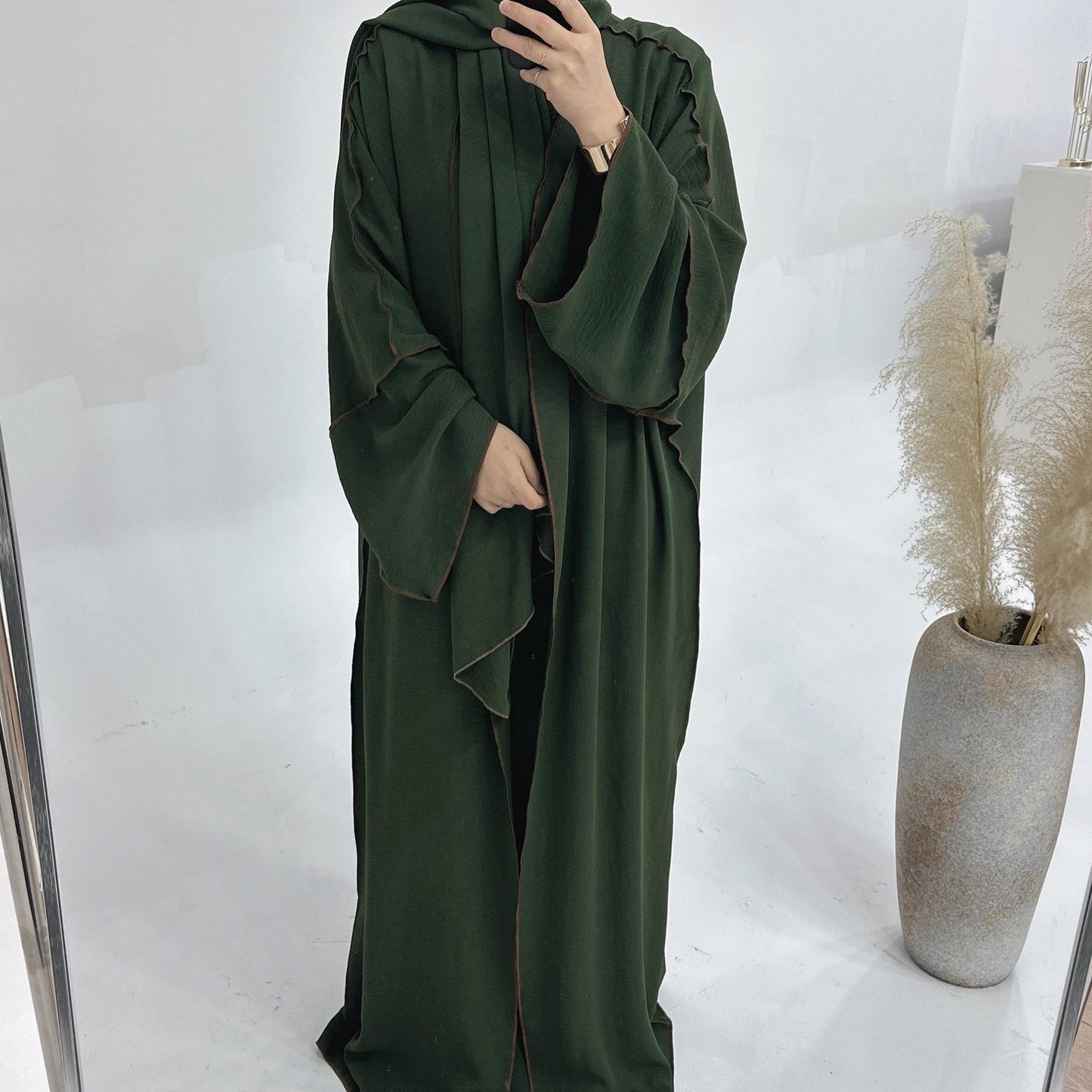 HAYA HA1182 3pcs Set Crepe Inner Dress and Cardigan and Hijab