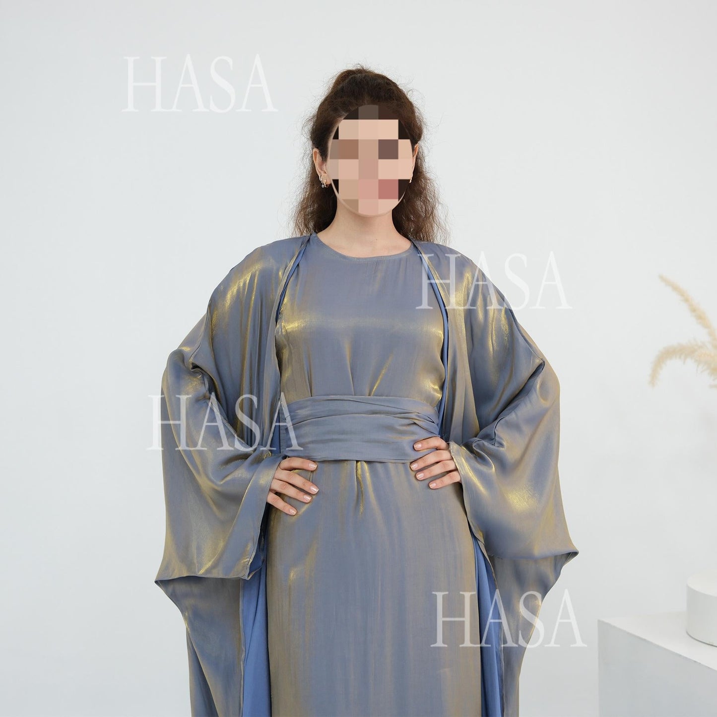 HA6530 Solid color simple two-piece long skirt suit