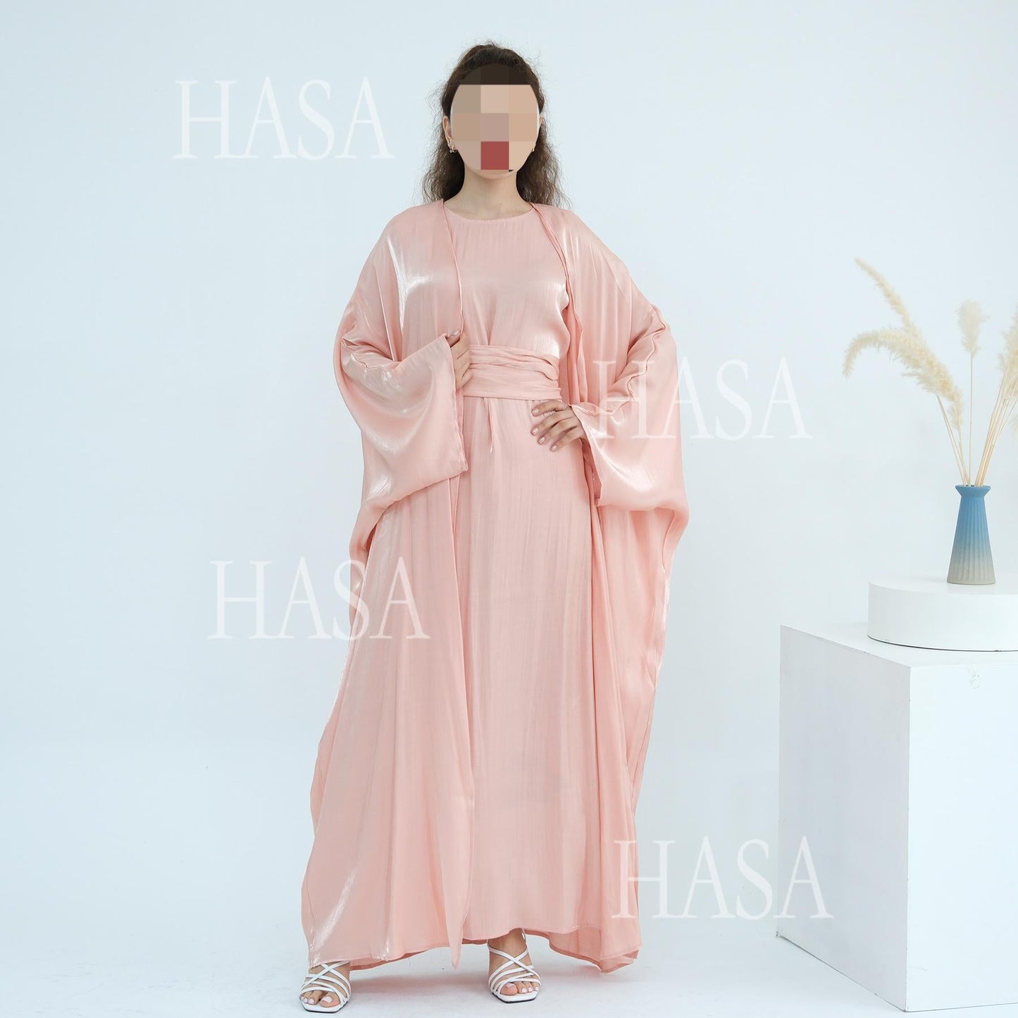 HA6530 Solid color simple two-piece long skirt suit