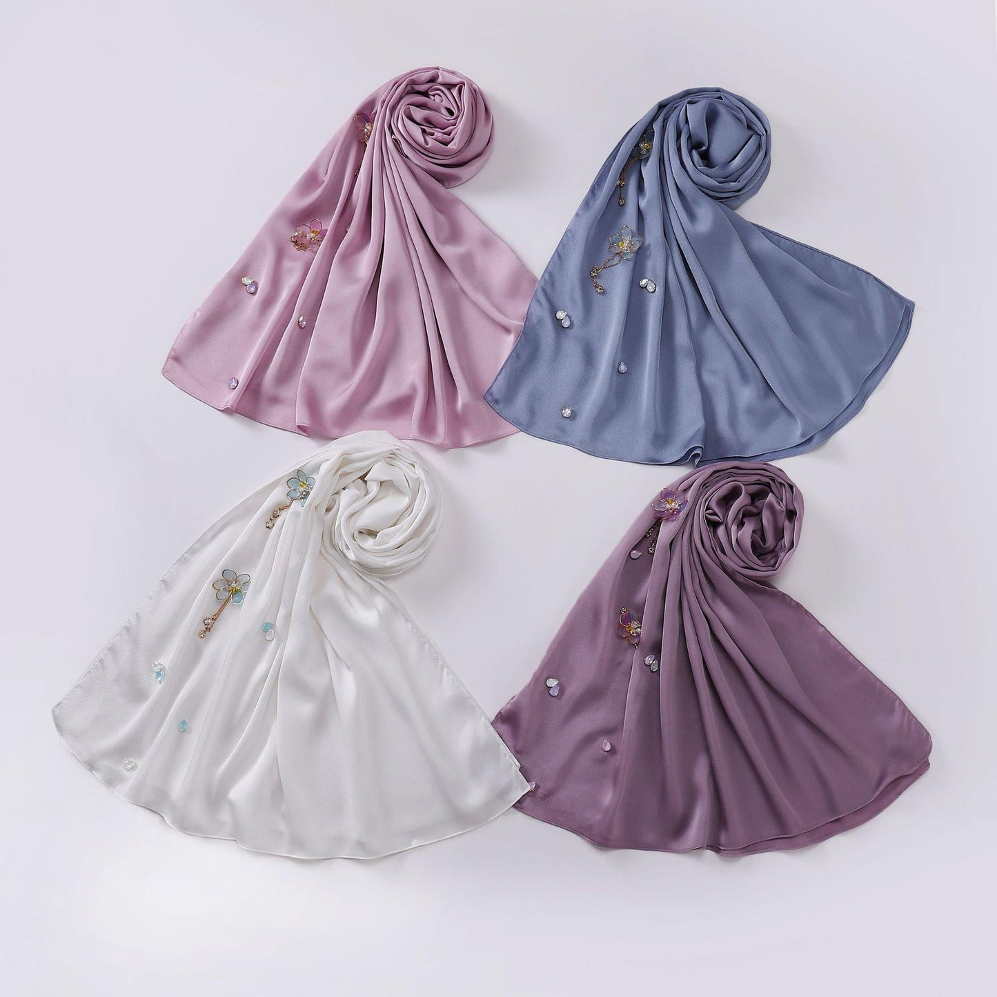HAYA HA1115 Chiffon Handsewn Flower Headband Hijab