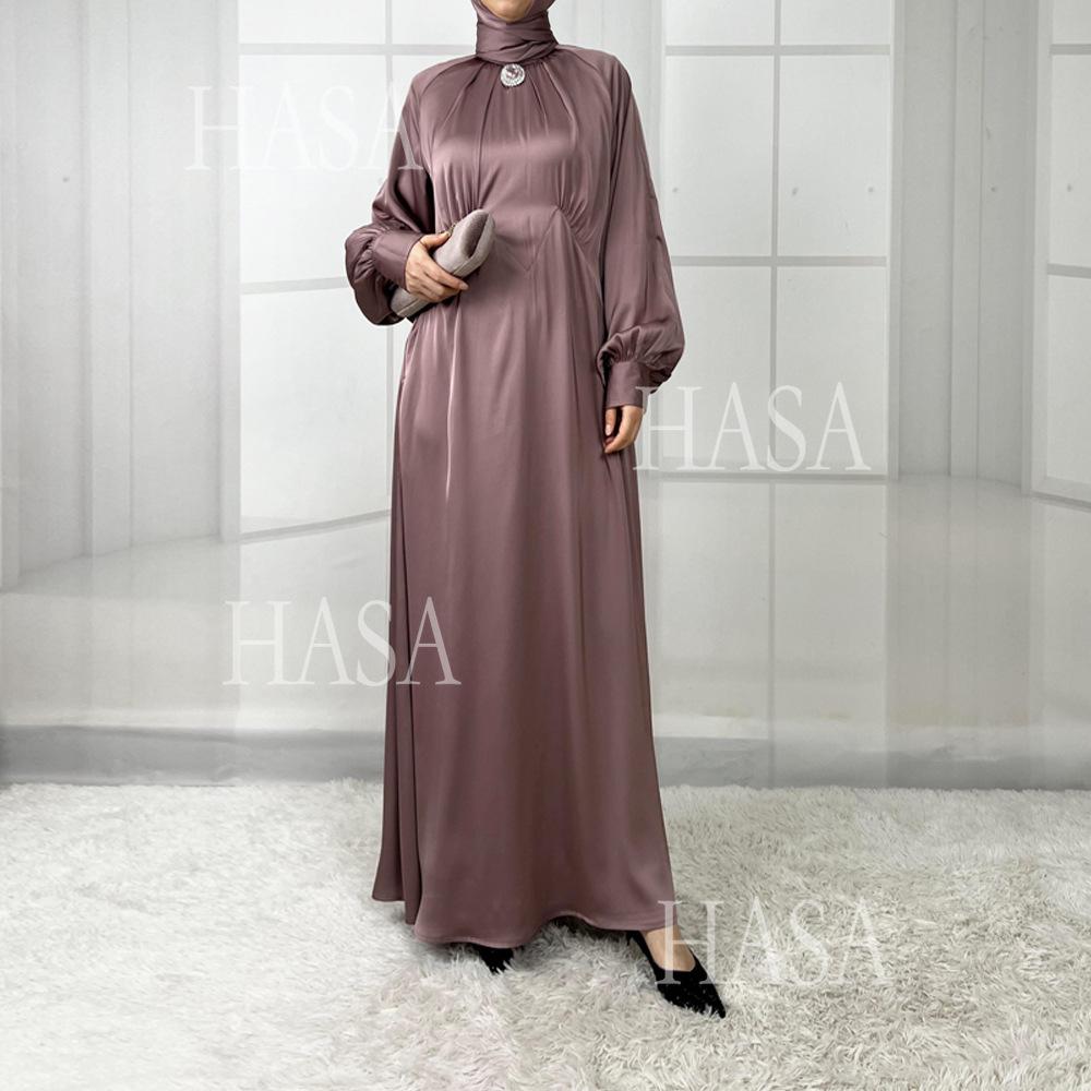 HS5859 High-end Silk Satin Robe (headscarf Not Included), Elegant Design Exudes Luxurious Texture