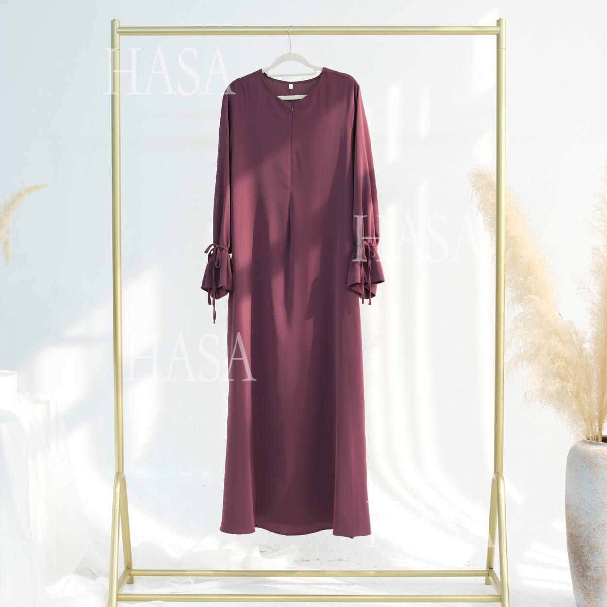 HA5861 Solid Color Sleeve Robe (without Headscarf), Elegant Temperament Instantly abaya girl