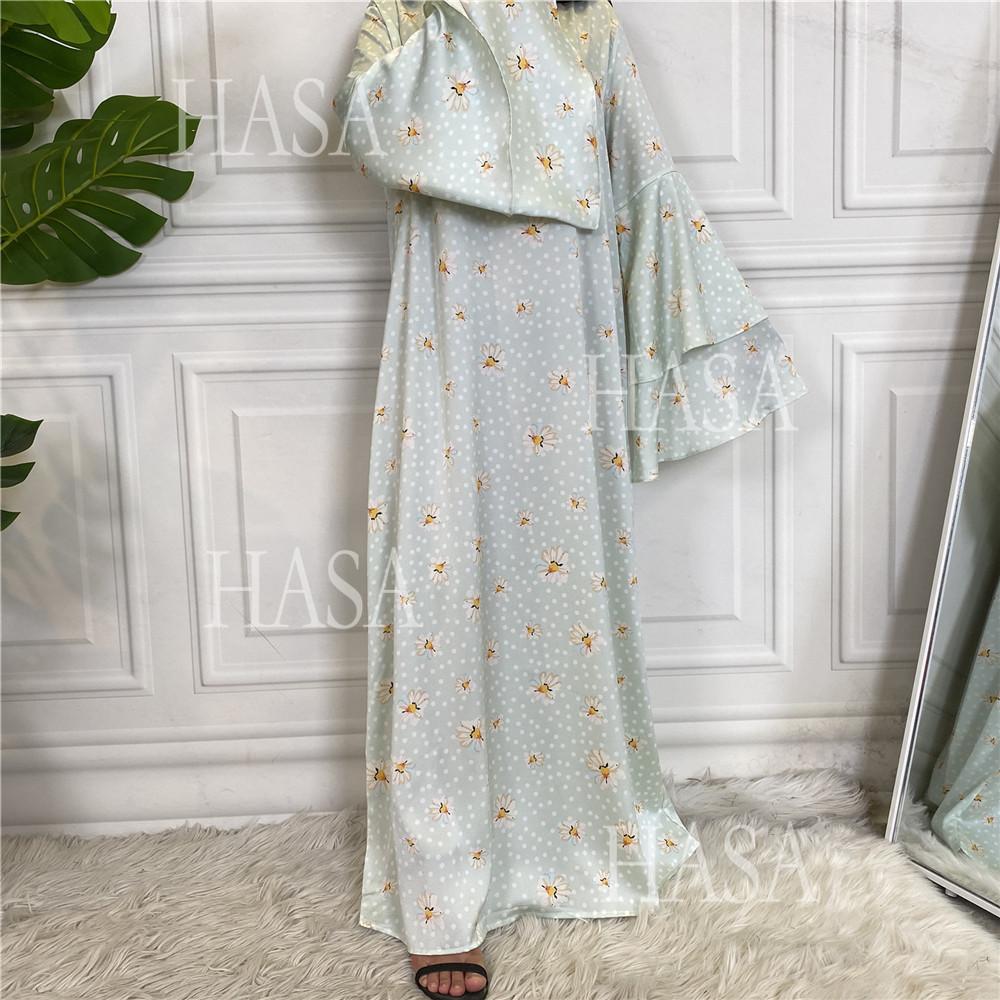 HA6590 Fashionable Printed Loose-fitting Dress with Lace-up Design and Wide Swing