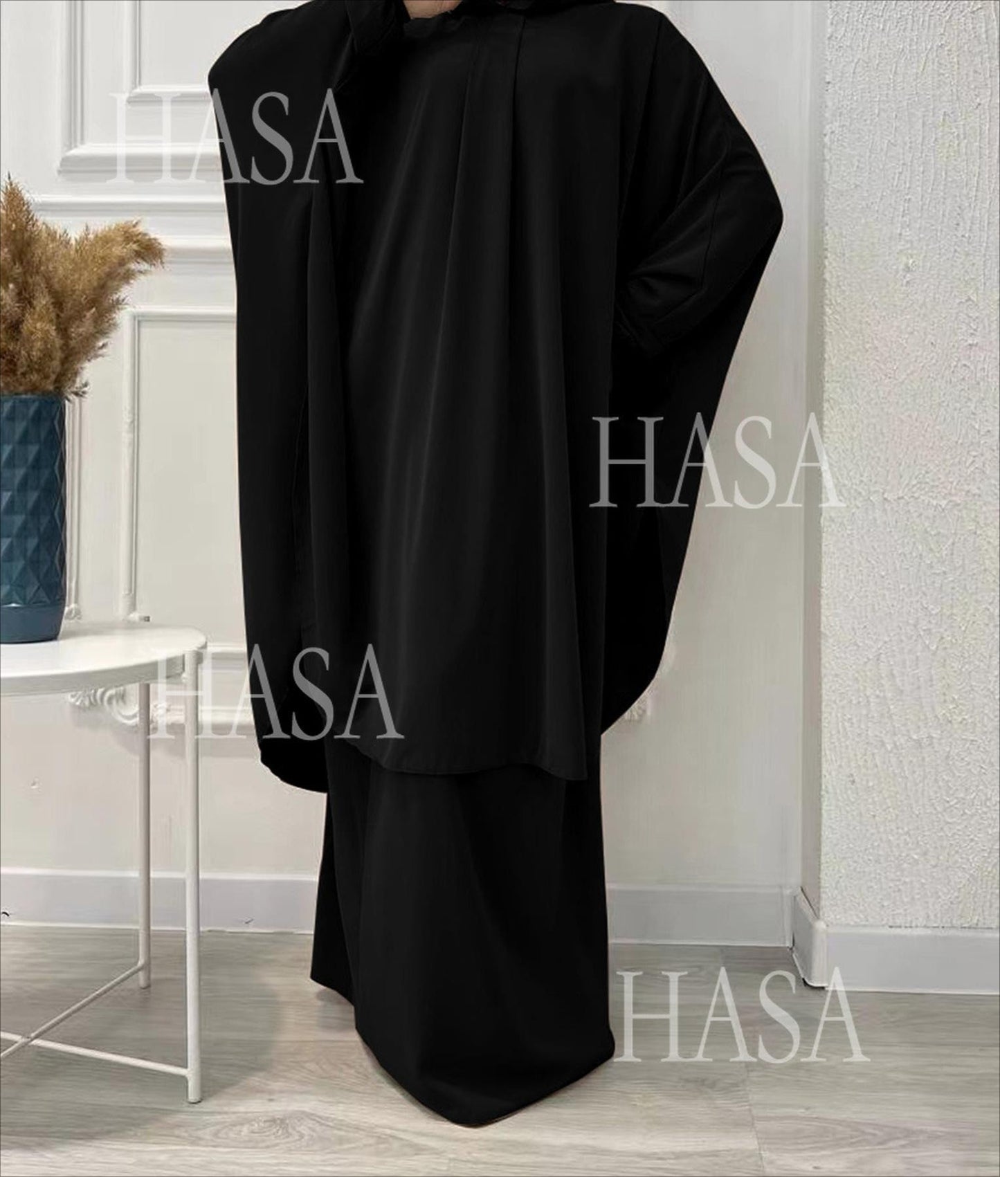 HA6583 Solid Color Long Robe Dress with Wide Swing Design