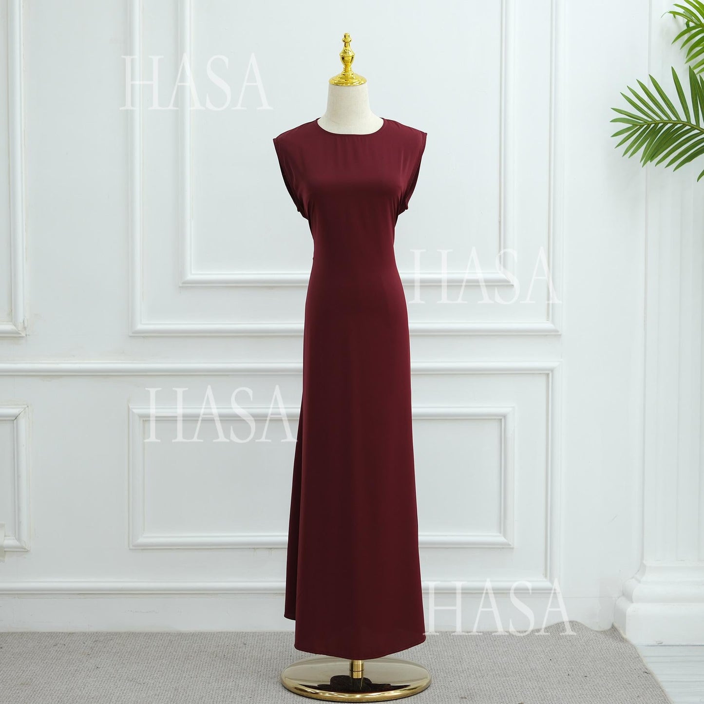 HA6470 Sleeveless Long Dress with Adjustable Back Lacing