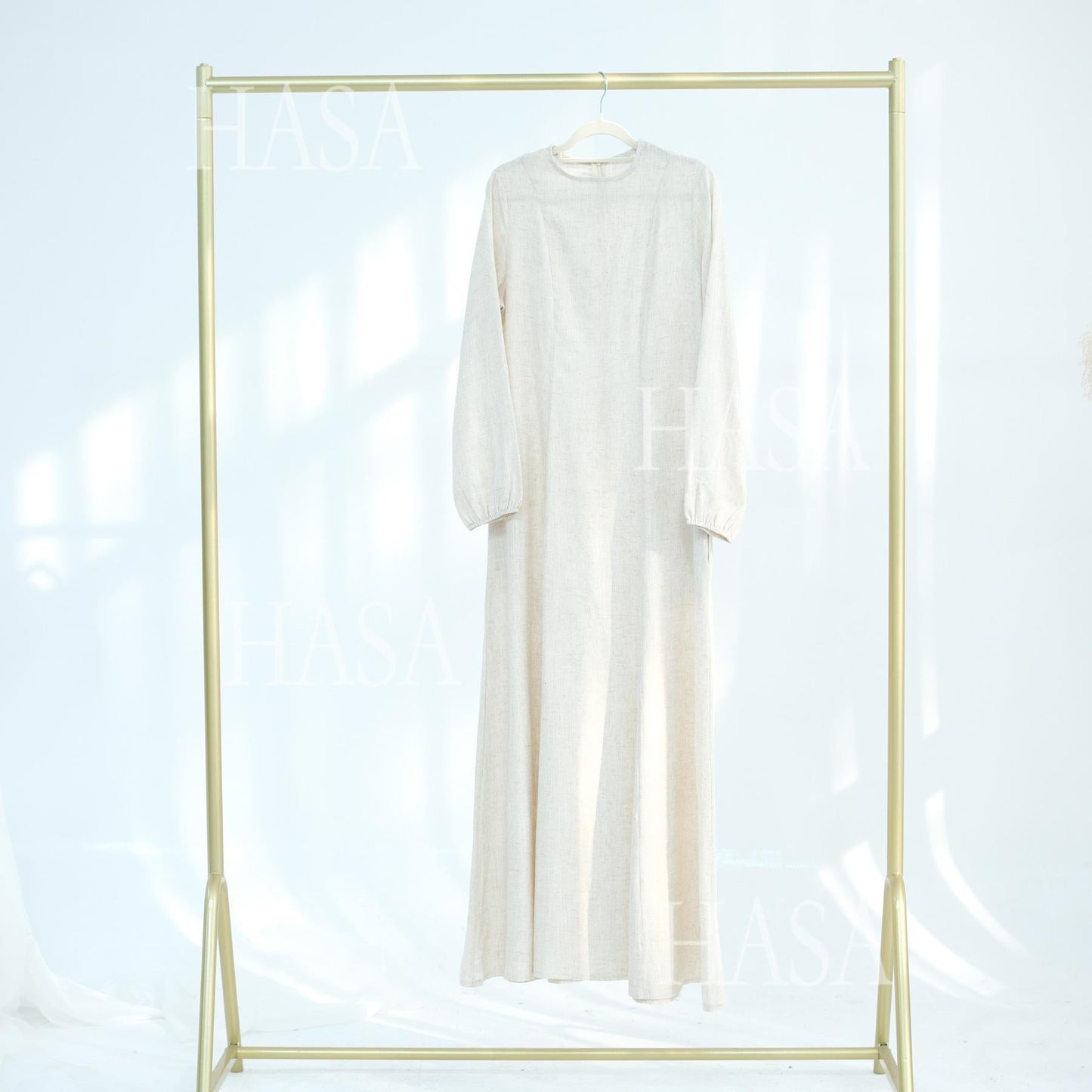 HASA HA5868 Solid Color Swing Comfortable  Dress Robe Waist Cinching