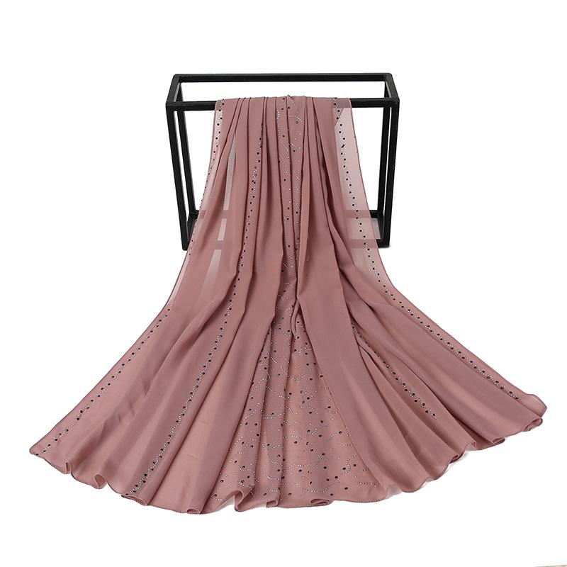 HAYA HA1127 Pearl Chiffon Rhinestone Headscarf