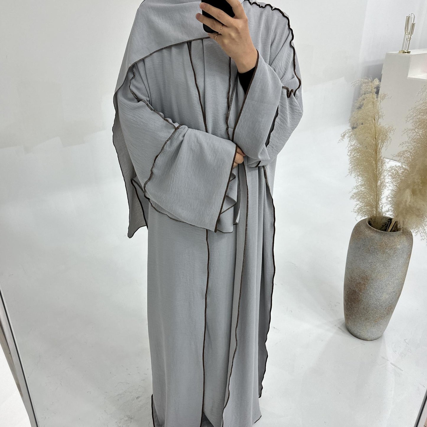 HAYA HA1182 3pcs Set Crepe Inner Dress and Cardigan and Hijab