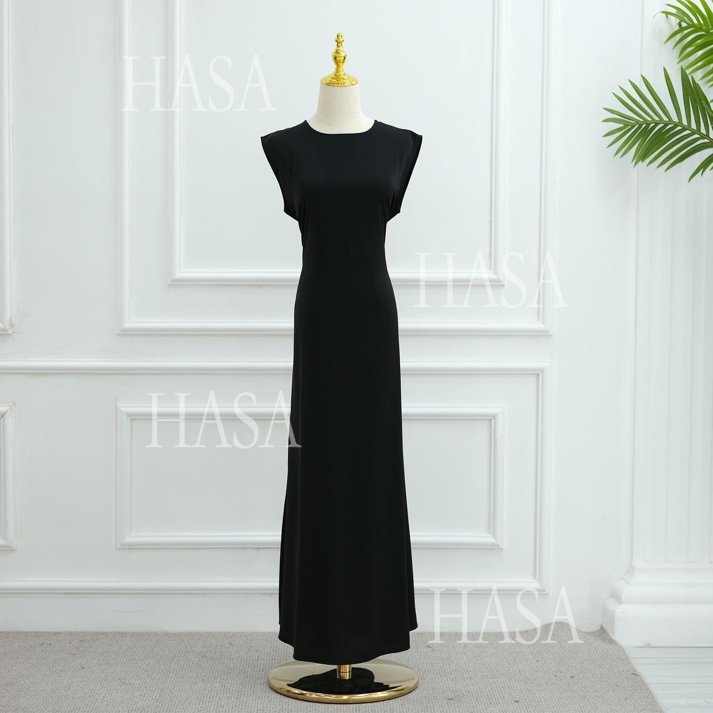HA6470 Sleeveless Long Dress with Adjustable Back Lacing