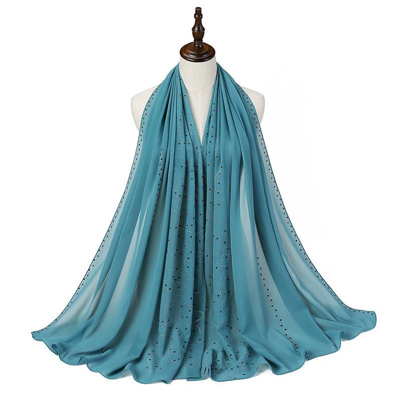 HAYA HA1127 Pearl Chiffon Rhinestone Headscarf
