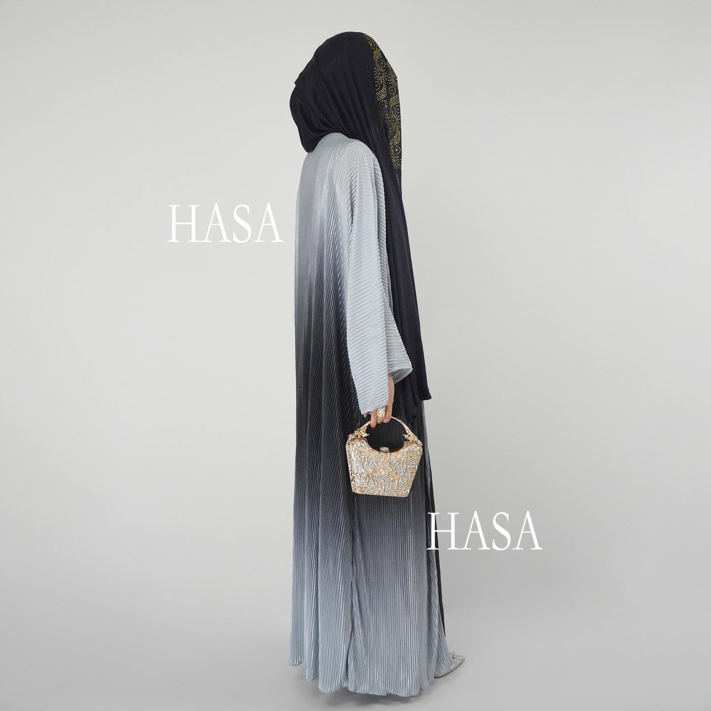 HA6321 Lightweight Ombré Cardigan with Elegant Pleats