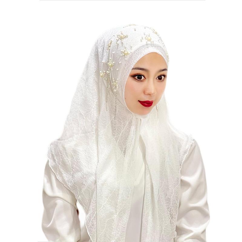 HAYA HA1107 Solid Color Headband Gold Thread Bead Flower Shawl Hat Headband