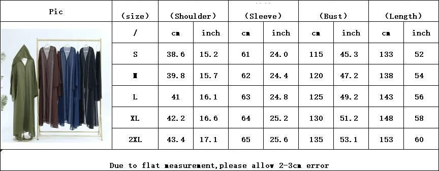 HA6513 Double-layered sleeve chiffon cardigan two-piece robe abaya (headscarf not included)