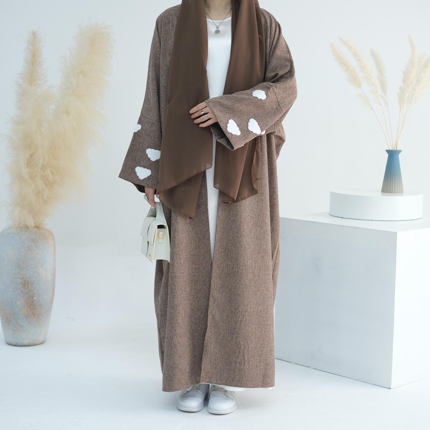 HAYA HAYA0992 Cloud Embroidered Elegant Cardigan Robe