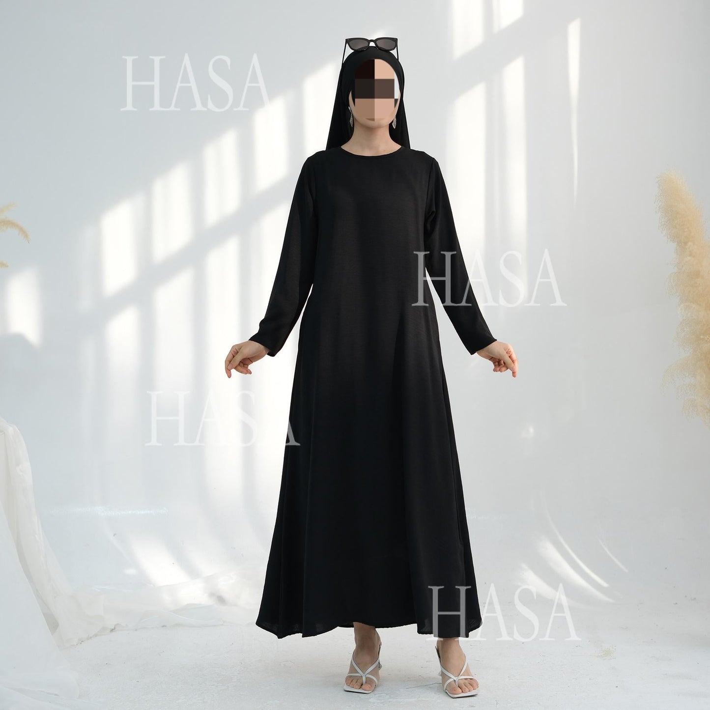 HA6513 Double-layered sleeve chiffon cardigan two-piece robe abaya (headscarf not included)