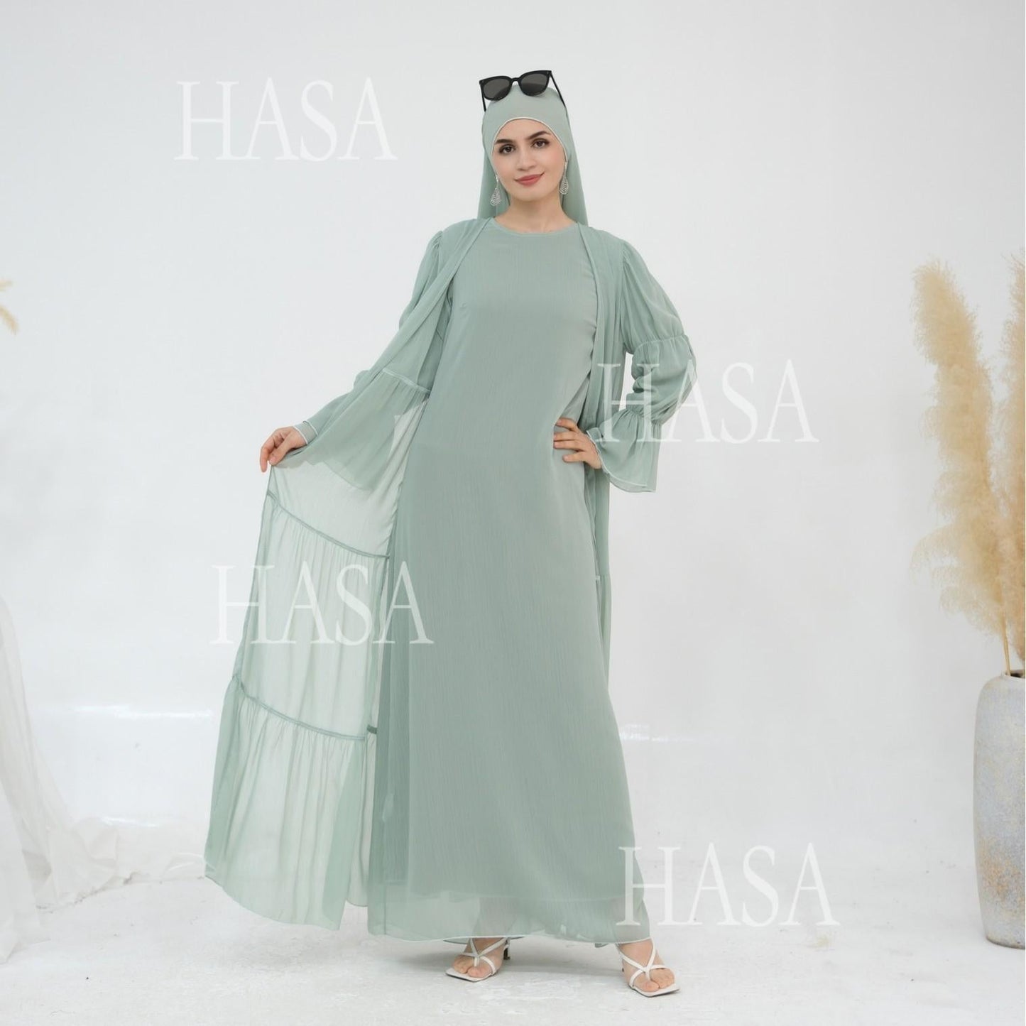 HA5880 Chiffon Texture Layered Design, A Two-way Dress Suitable for Both Daily and Formal Occasions
