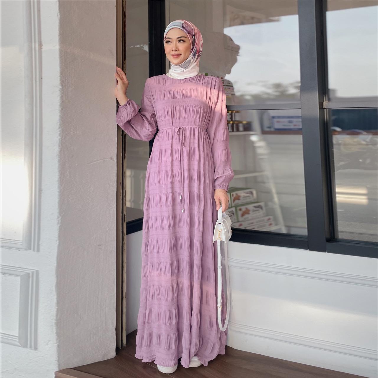 HAYA HAYA1049 Long Chiffon Pleated Dress