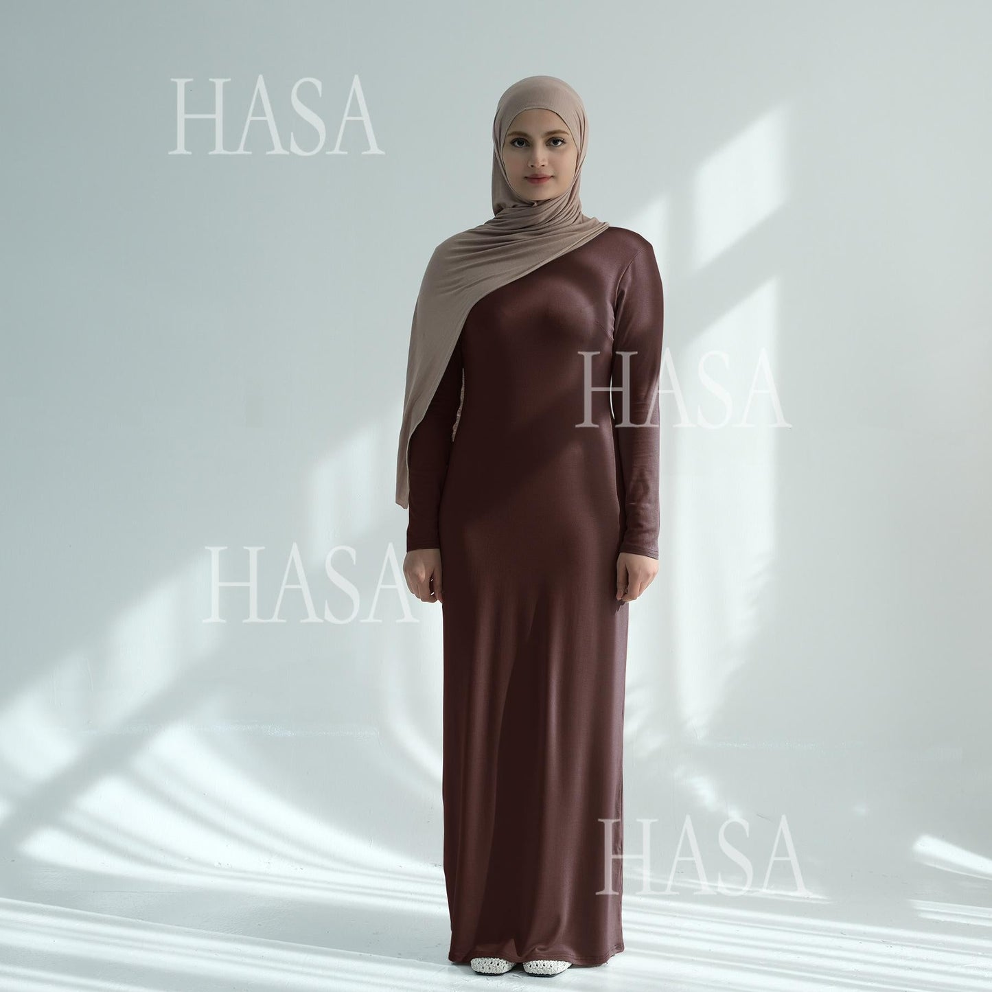 HA6565 Basic Solid Color Modal Cotton Long Dress
