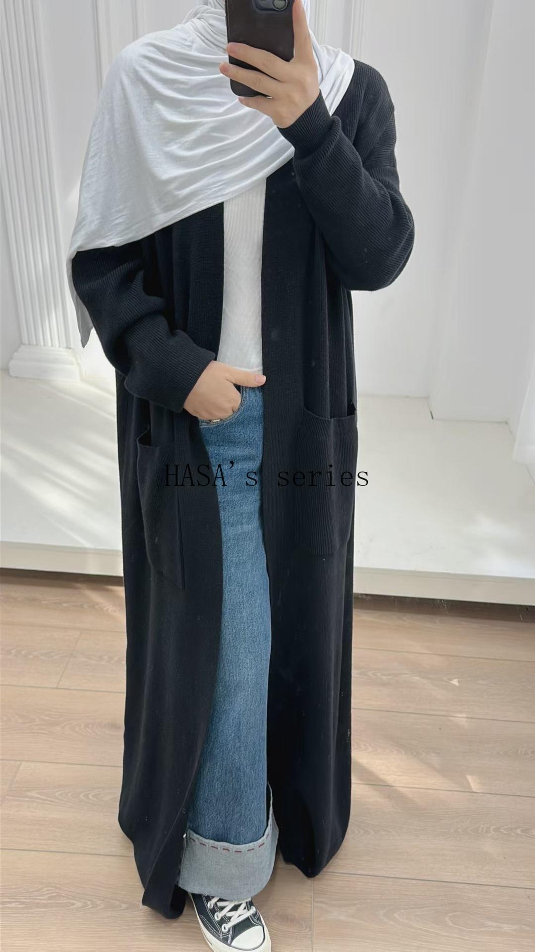 HA5439 Temperament Knitted Cardigan - Autumn and Winter Thick Loose Long Dress long  sleeve
