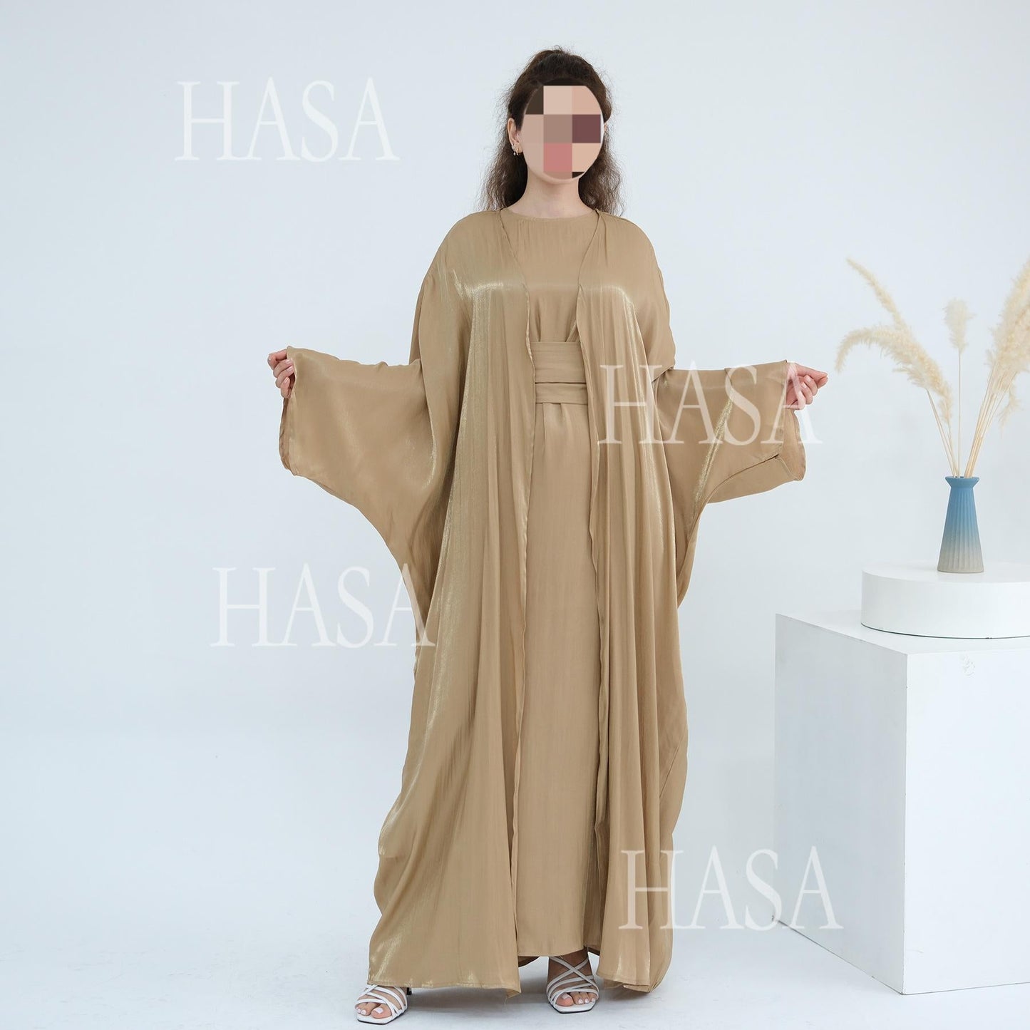 HA6530 Solid color simple two-piece long skirt suit